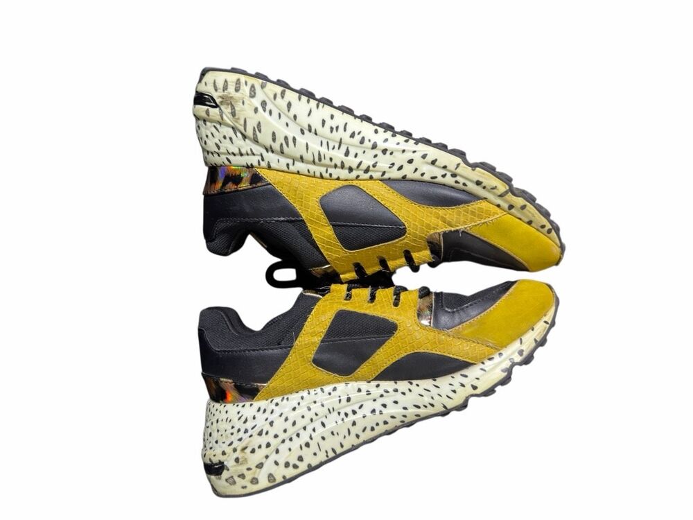 Steve Madden Cliff Women's Yellow & Black Leather Wedge Sneaker /Shoes Size 6.5M - Picture 5 of 8